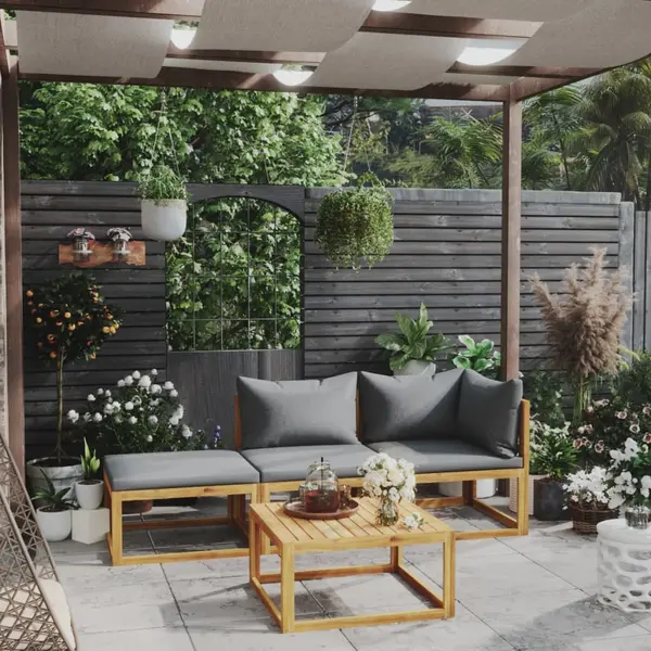Gossi set mobilier de gradina cu perne, 4 piese, lemn masiv de acacia