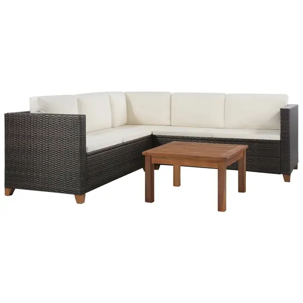 Gossi set mobilier de gradina cu perne, 4 piese, maro, poliratan