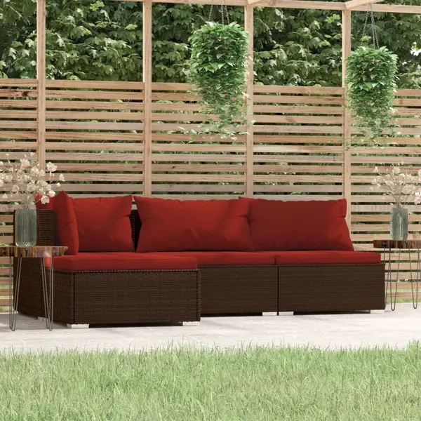 Gossi set mobilier de gradina cu perne, 4 piese, maro, poliratan