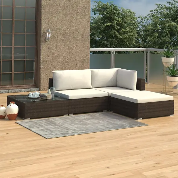 Gossi set mobilier de gradina cu perne, 4 piese, maro, poliratan
