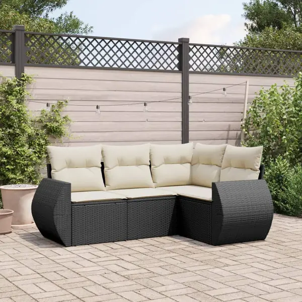 Gossi set mobilier de gradina cu perne, 4 piese, negru, poliratan