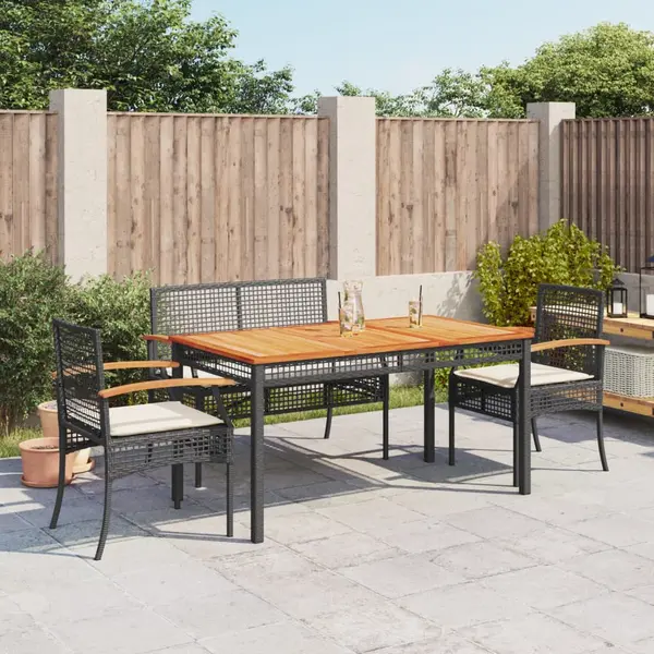 Gossi set mobilier de gradina cu perne, 4 piese, negru, poliratan