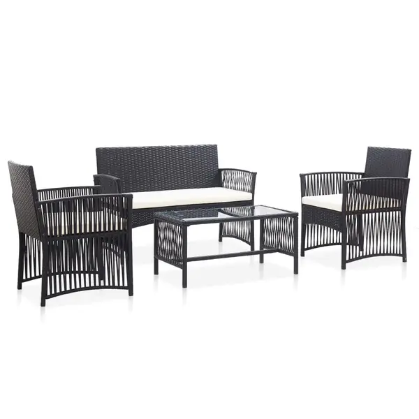 Gossi set mobilier de gradina cu perne, 4 piese, negru, poliratan