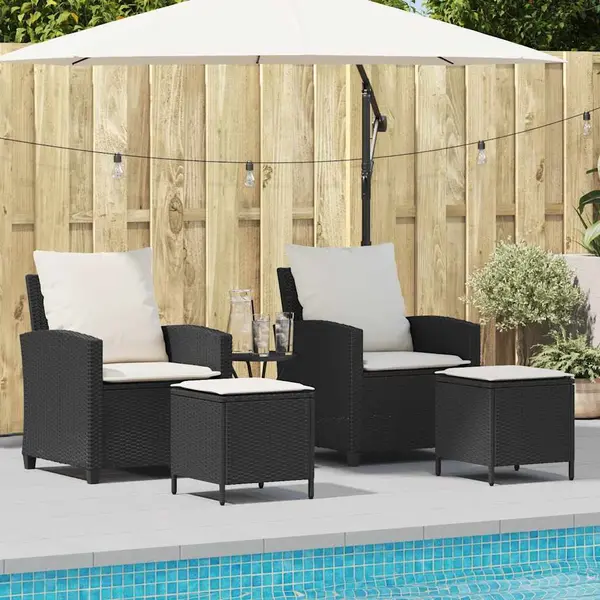 Gossi set mobilier de gradina cu perne, 4 piese, negru, poliratan