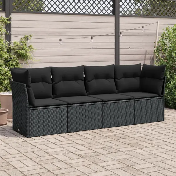 Gossi set mobilier de gradina cu perne, 4 piese, negru, poliratan