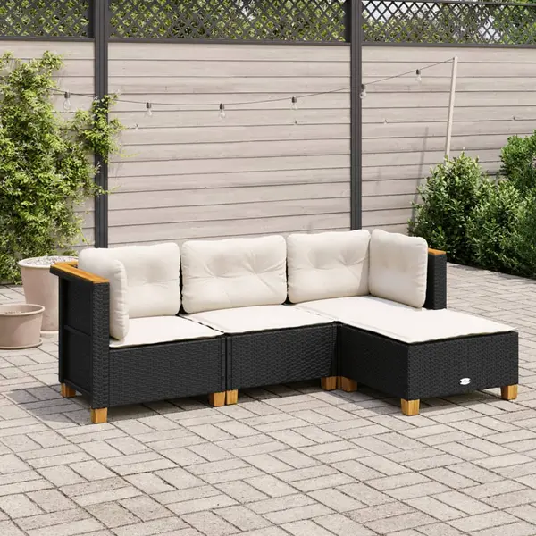 Gossi set mobilier de gradina cu perne, 4 piese, negru, poliratan