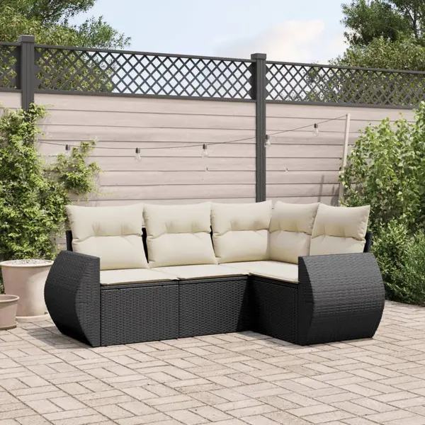 Gossi set mobilier de gradina cu perne, 4 piese, negru, poliratan