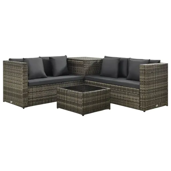 Gossi set mobilier de gradina cu perne, 4 piese, poliratan, gri