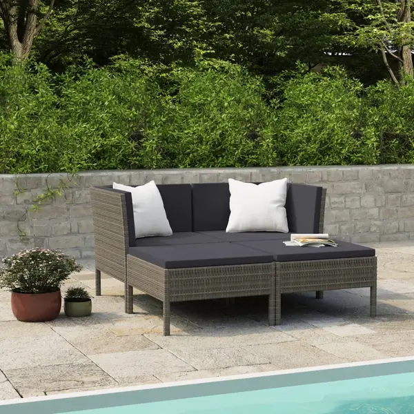 Gossi set mobilier de gradina cu perne, 4 piese, poliratan, gri
