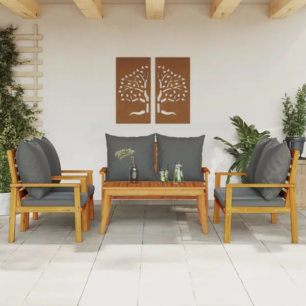 Gossi set mobilier de gradina cu perne, 5 buc., lemn masiv acacia
