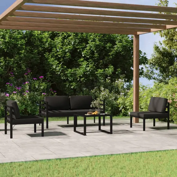 Gossi set mobilier de gradina cu perne, 5 piese, antracit, aluminiu