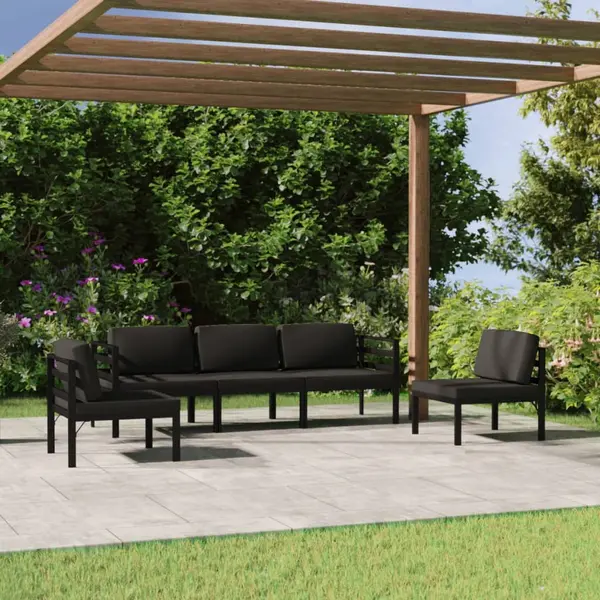 Gossi set mobilier de gradina cu perne, 5 piese, antracit, aluminiu