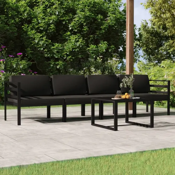 Gossi set mobilier de gradina cu perne, 5 piese, antracit, aluminiu