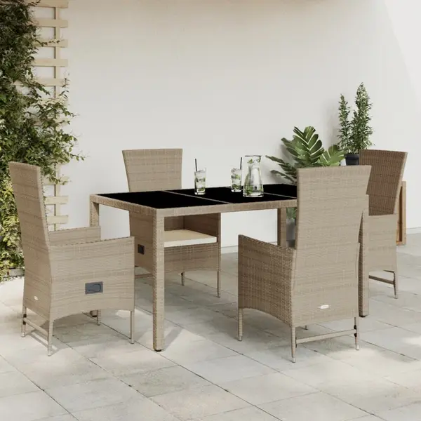 Gossi set mobilier de gradina cu perne, 5 piese, bej, poliratan