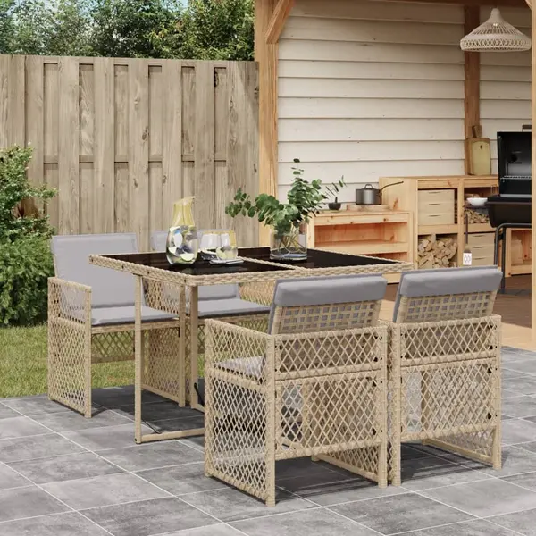 Gossi set mobilier de gradina cu perne, 5 piese, bej, poliratan