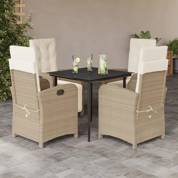 Gossi set mobilier de gradina cu perne, 5 piese, bej, poliratan