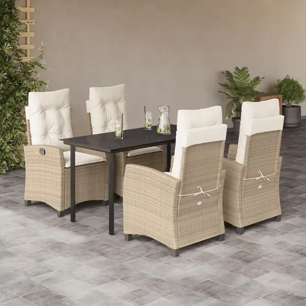 Gossi set mobilier de gradina cu perne, 5 piese, bej, poliratan