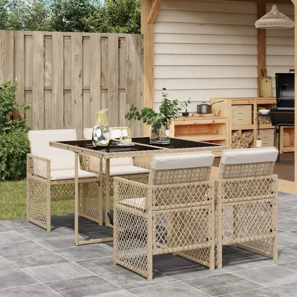 Gossi set mobilier de gradina cu perne, 5 piese, bej, poliratan