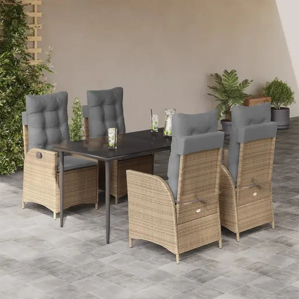 Gossi set mobilier de gradina cu perne, 5 piese, bej, poliratan