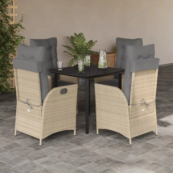 Gossi set mobilier de gradina cu perne, 5 piese, bej, poliratan