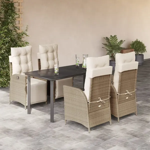 Gossi set mobilier de gradina cu perne, 5 piese, bej, poliratan