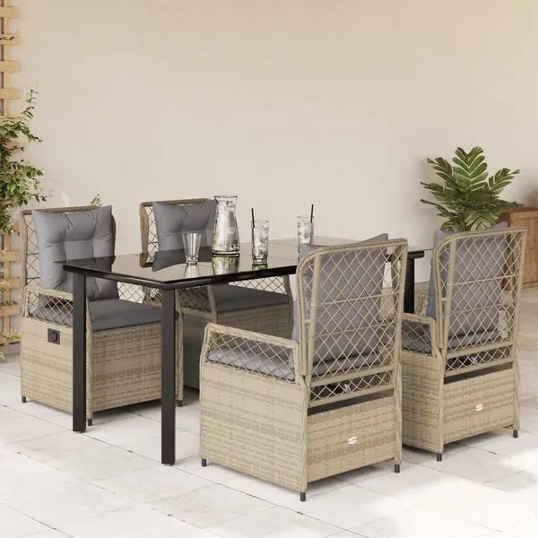 Gossi set mobilier de gradina cu perne, 5 piese, bej, poliratan