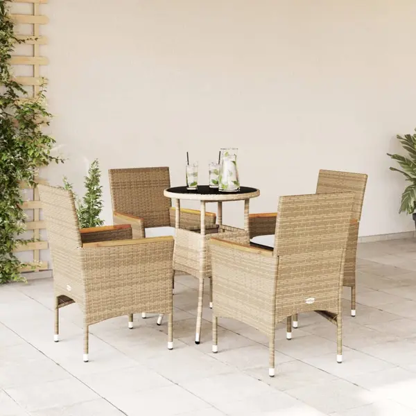 Gossi set mobilier de gradina cu perne 5 piese bej poliratan & sticla