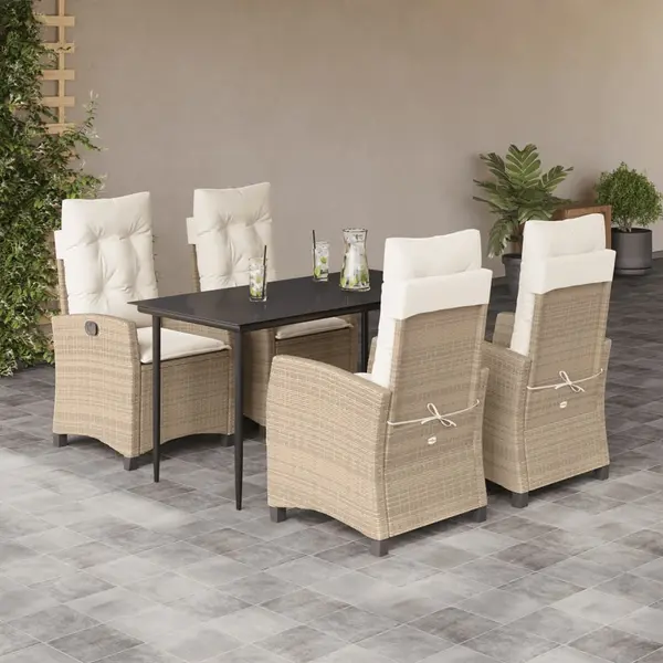 Gossi set mobilier de gradina cu perne, 5 piese, bej, poliratan