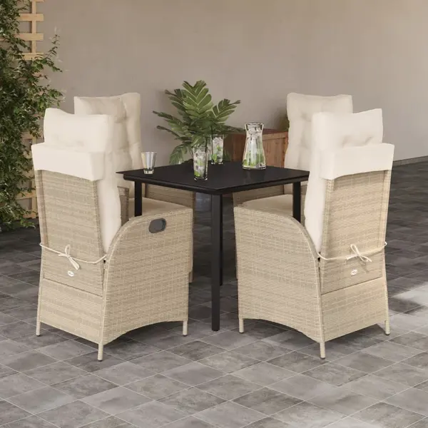 Gossi set mobilier de gradina cu perne, 5 piese, bej, poliratan