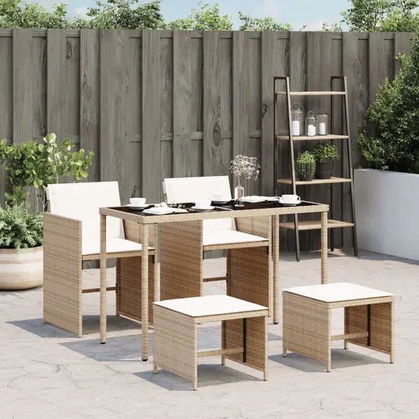 Gossi set mobilier de gradina cu perne, 5 piese, bej, poliratan