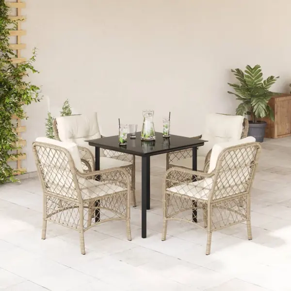 Gossi set mobilier de gradina cu perne, 5 piese, bej, poliratan