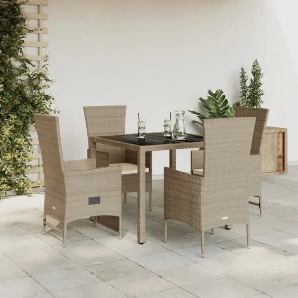Gossi set mobilier de gradina cu perne, 5 piese, bej, poliratan