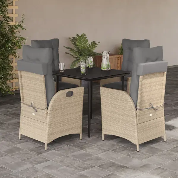 Gossi set mobilier de gradina cu perne, 5 piese, bej, poliratan
