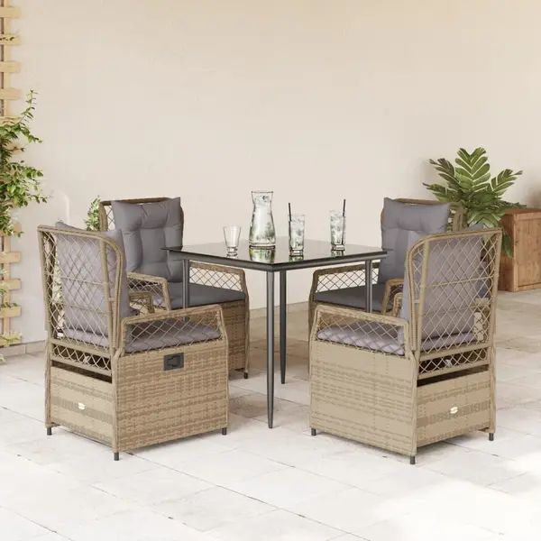 Gossi set mobilier de gradina cu perne, 5 piese, bej, poliratan