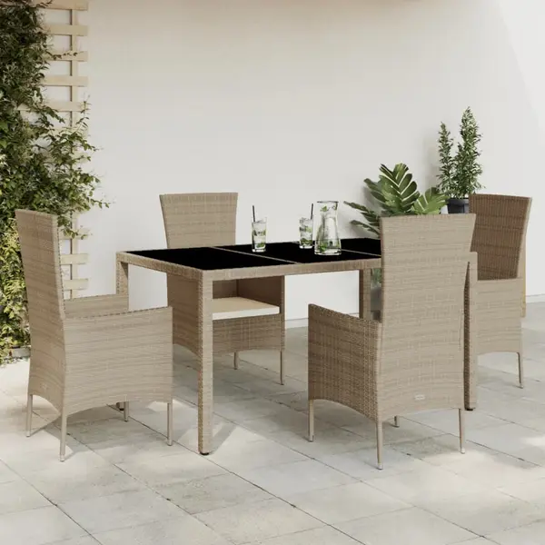 Gossi set mobilier de gradina cu perne, 5 piese, bej, poliratan