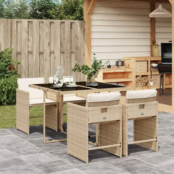 Gossi set mobilier de gradina cu perne, 5 piese, bej, poliratan