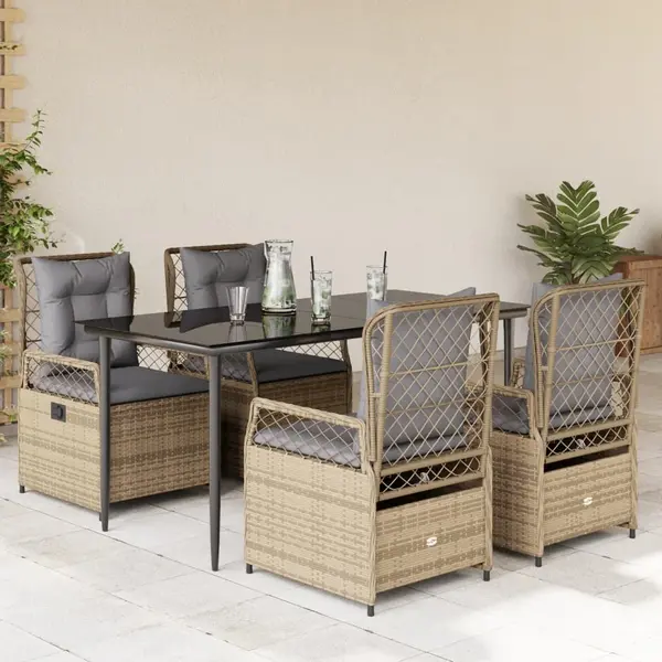 Gossi set mobilier de gradina cu perne, 5 piese, bej, poliratan