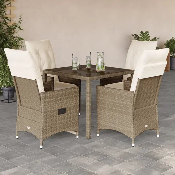 Gossi set mobilier de gradina cu perne, 5 piese, bej, poliratan