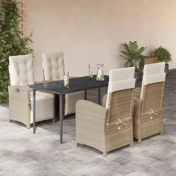 Gossi set mobilier de gradina cu perne, 5 piese, bej, poliratan