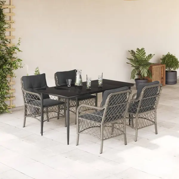 Gossi set mobilier de gradina cu perne, 5 piese gri deschis poliratan
