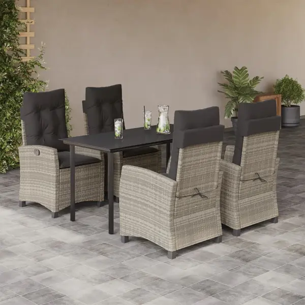Gossi set mobilier de gradina cu perne, 5 piese gri deschis poliratan