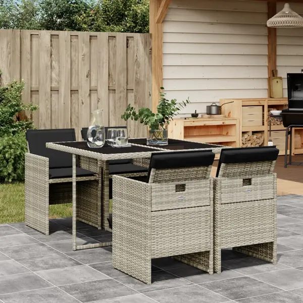 Gossi set mobilier de gradina cu perne, 5 piese gri deschis poliratan