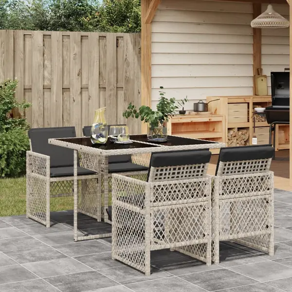 Gossi set mobilier de gradina cu perne, 5 piese gri deschis poliratan