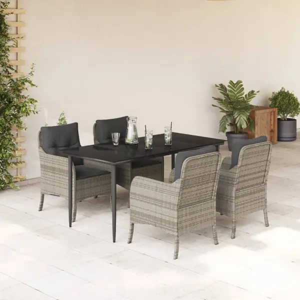 Gossi set mobilier de gradina cu perne, 5 piese gri deschis poliratan