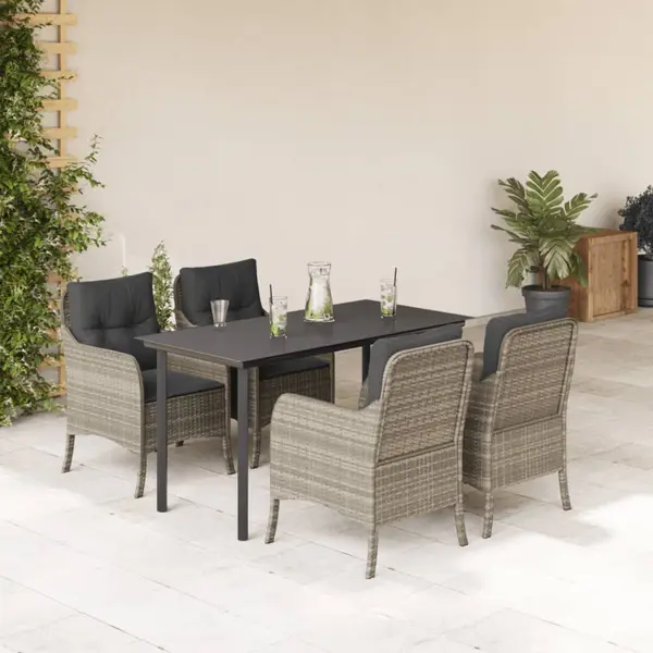 Gossi set mobilier de gradina cu perne, 5 piese gri deschis poliratan