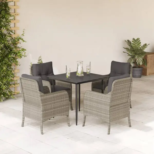 Gossi set mobilier de gradina cu perne, 5 piese gri deschis poliratan