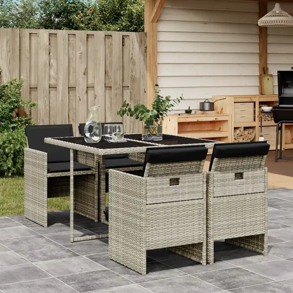 Gossi set mobilier de gradina cu perne, 5 piese gri deschis poliratan
