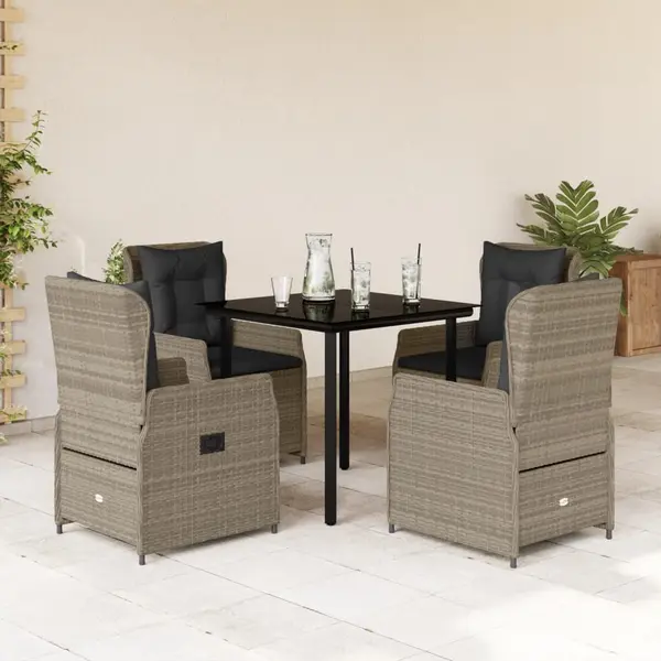 Gossi set mobilier de gradina cu perne, 5 piese gri deschis poliratan