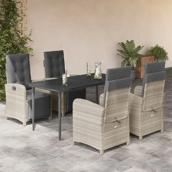 Gossi set mobilier de gradina cu perne, 5 piese gri deschis poliratan
