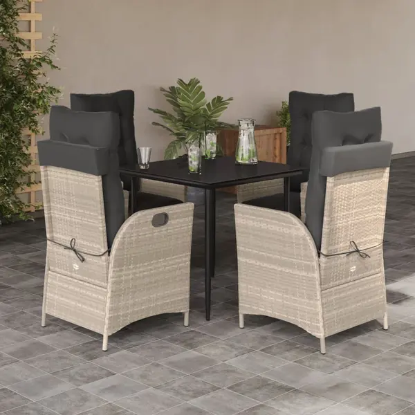 Gossi set mobilier de gradina cu perne, 5 piese gri deschis poliratan